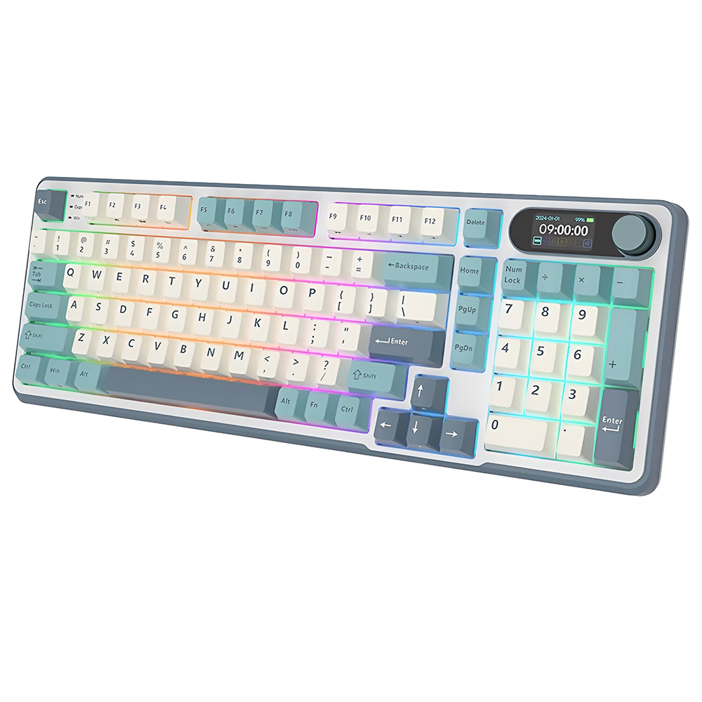 Teclado Gamer Mecânico Royal Kludge RKS98 Wireless / RGB / Chartreuse / Inglês - Light Cloud