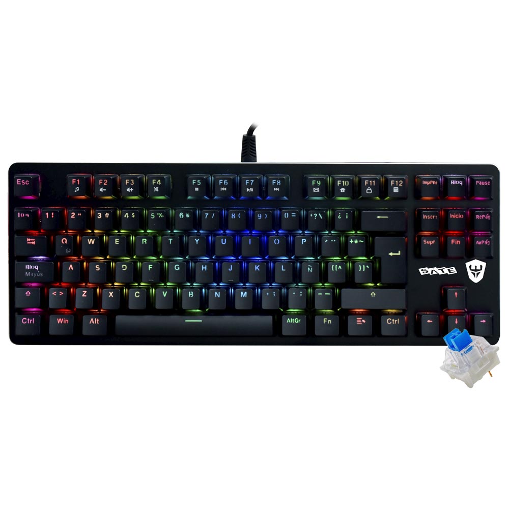 Teclado Gamer Mecânico Satellite GK-502 USB / RGB / Espanhol - Preto