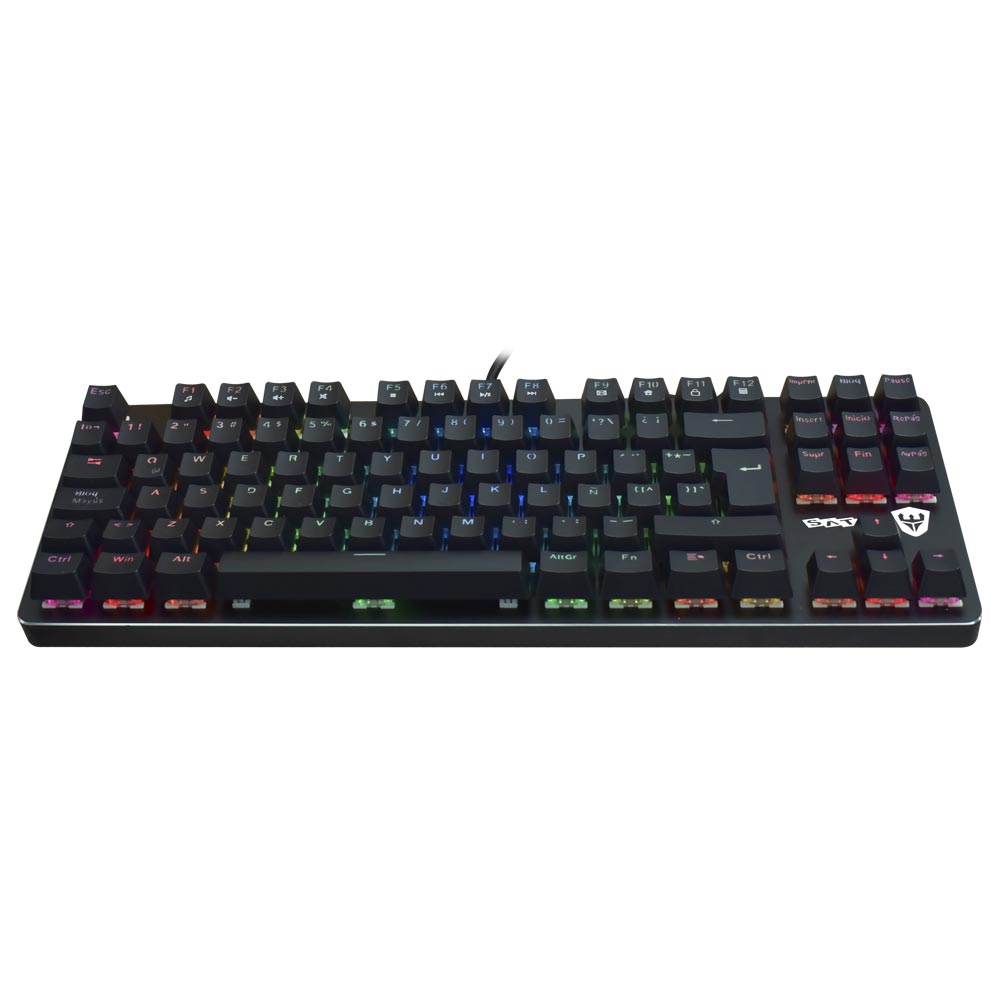 Teclado Gamer Mecânico Satellite GK-502 USB / RGB / Espanhol - Preto