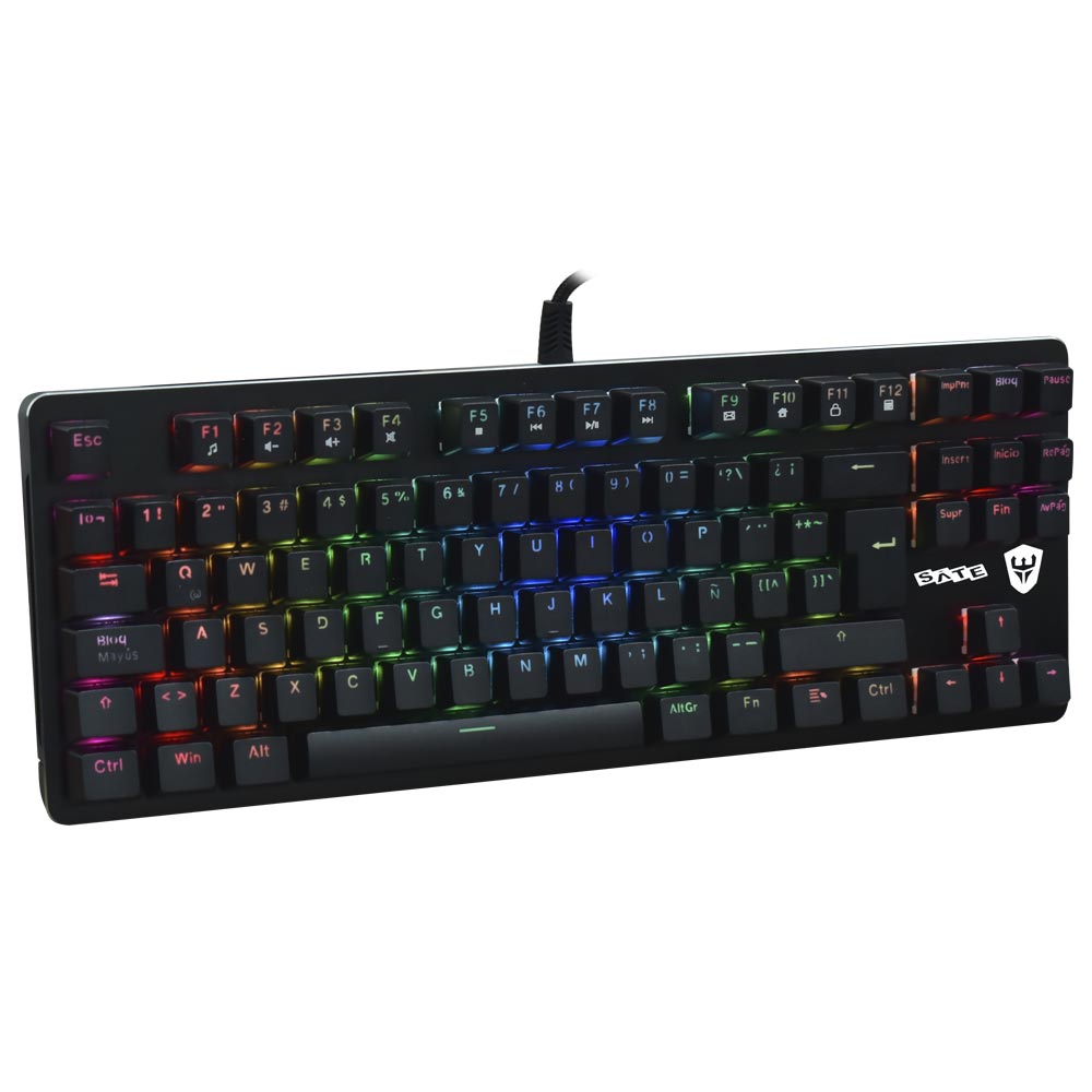 Teclado Gamer Mecânico Satellite GK-502 USB / RGB / Espanhol - Preto