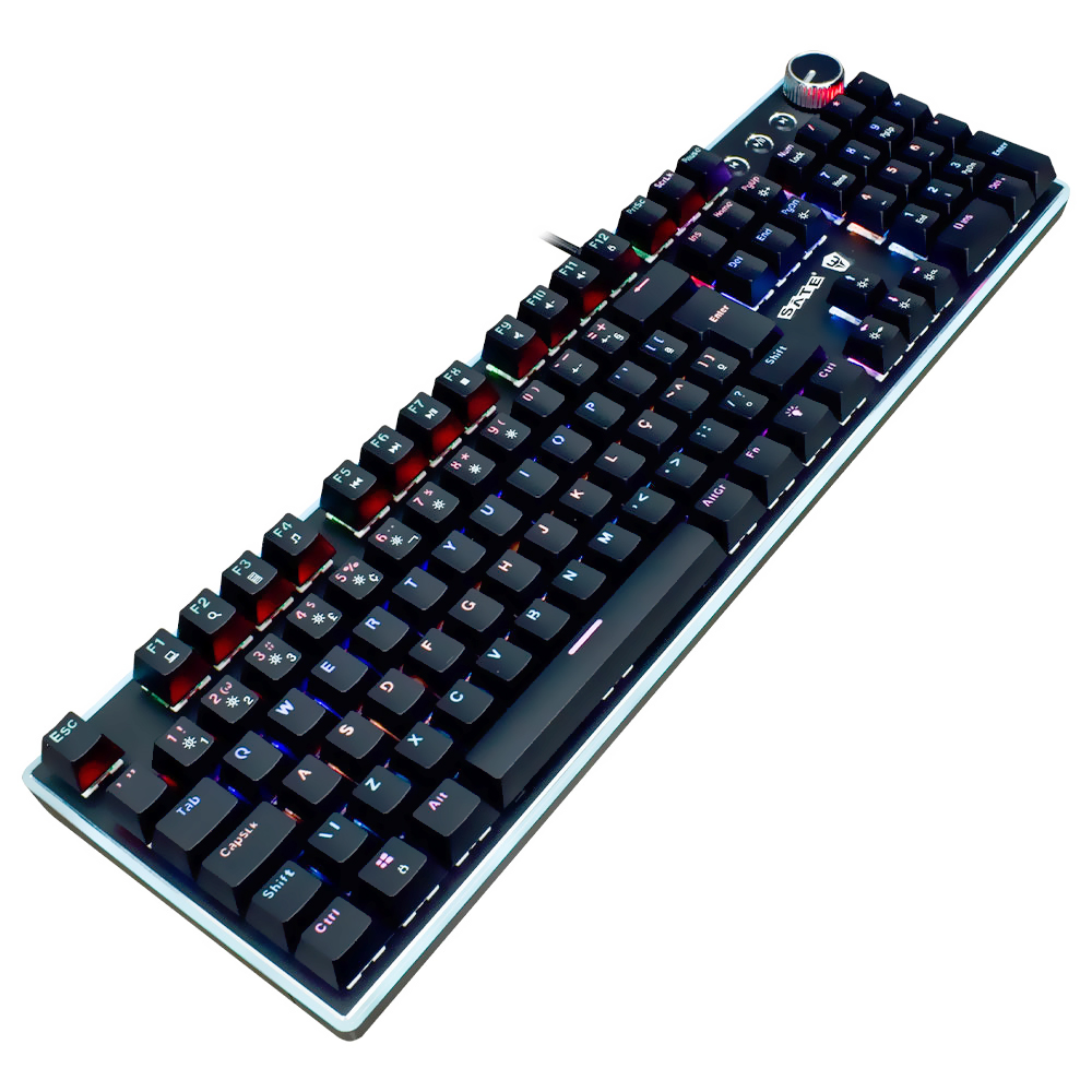Teclado Gamer Mecânico Satellite GK-701 USB / RGB / Português - Preto