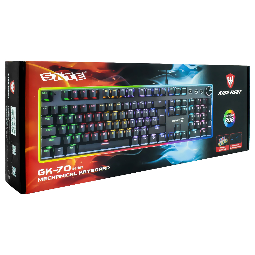Teclado Gamer Mecânico Satellite GK-701 USB / RGB / Português - Preto