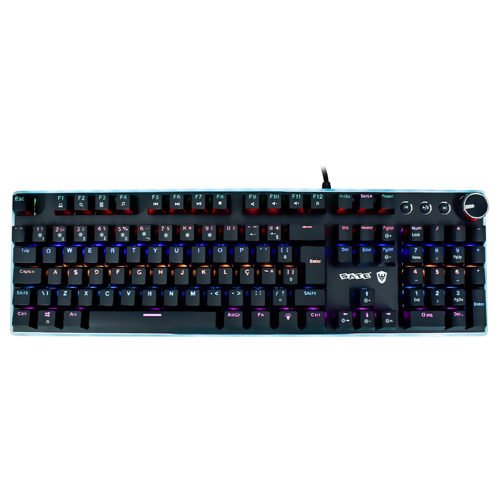 Teclado Gamer Mecanico Satellite GK-701 USB / RGB / Portugues - Preto