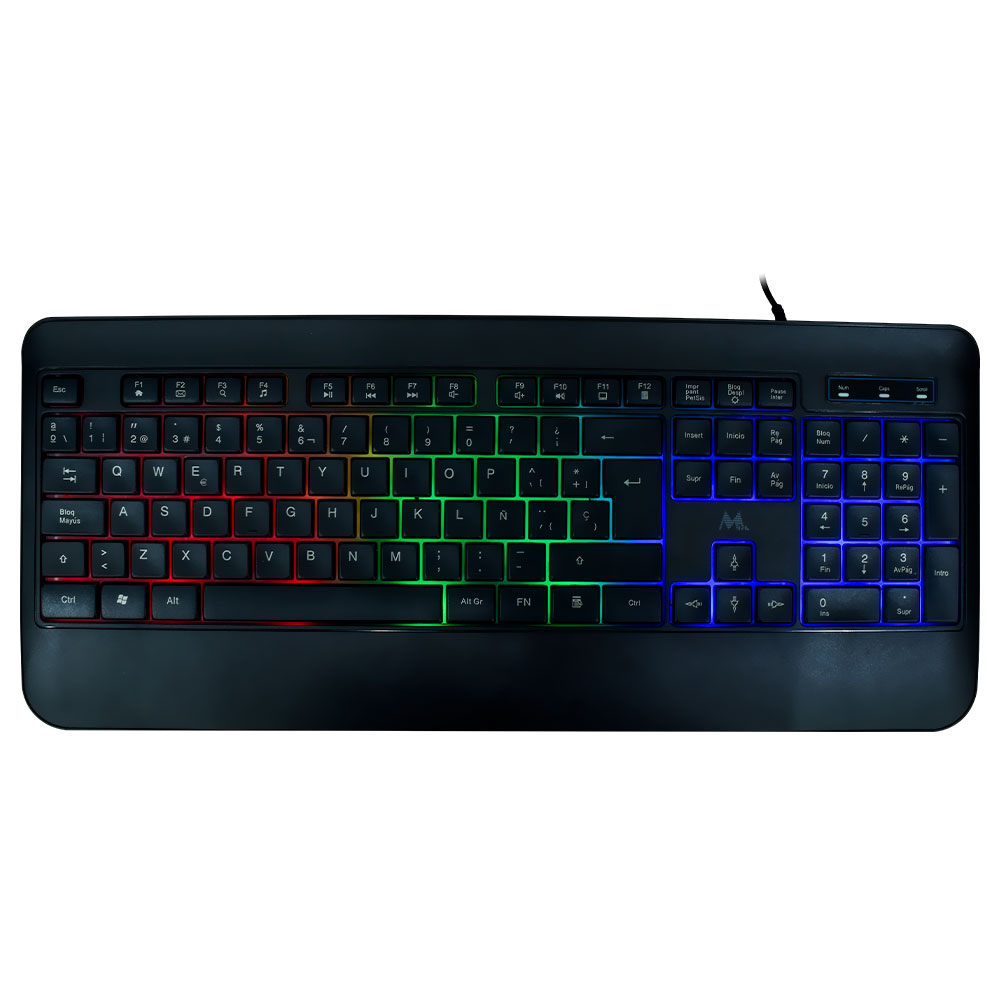 Teclado Gamer Mtek KB-7701LR USB / RGB / Espanhol - Preto