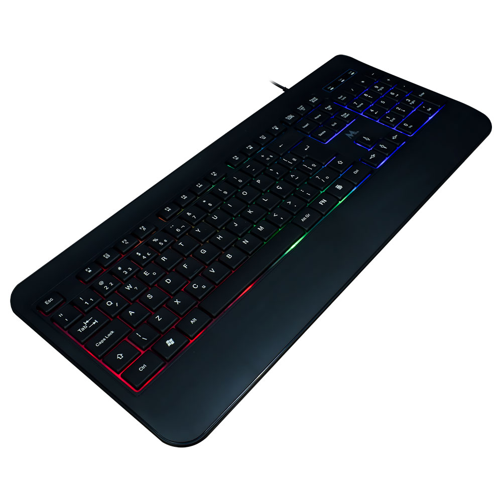 Teclado Gamer Mtek KB-7701LR USB / RGB / Português - Preto