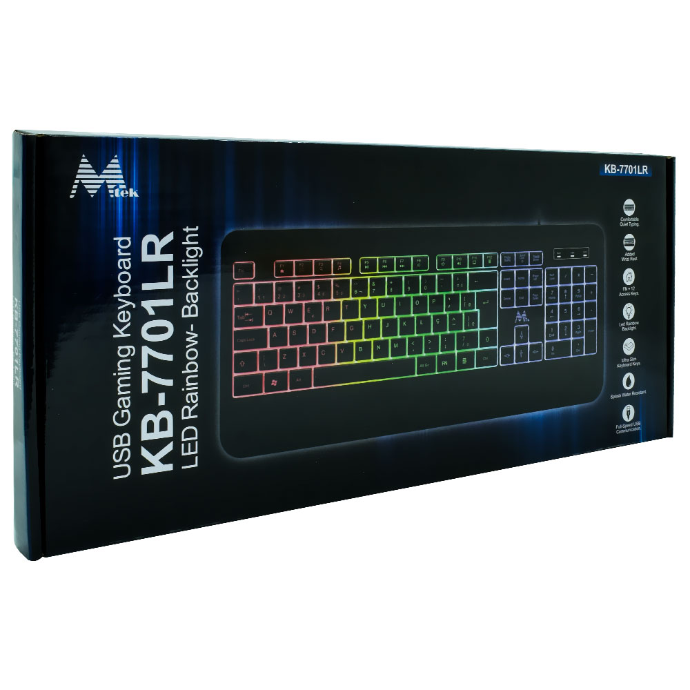 Teclado Gamer Mtek KB-7701LR USB / RGB / Português - Preto