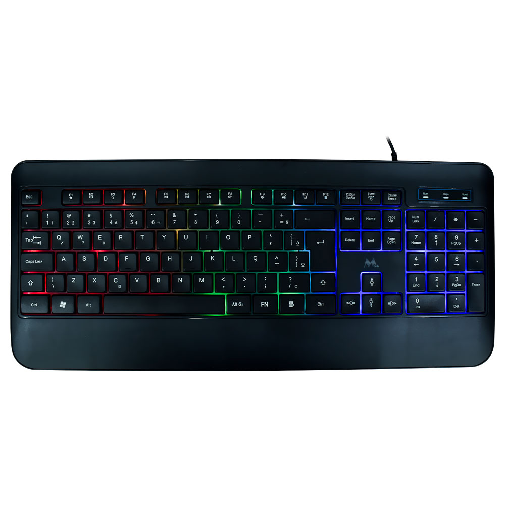 Teclado Gamer Mtek KB-7701LR USB / RGB / Portugues - Preto