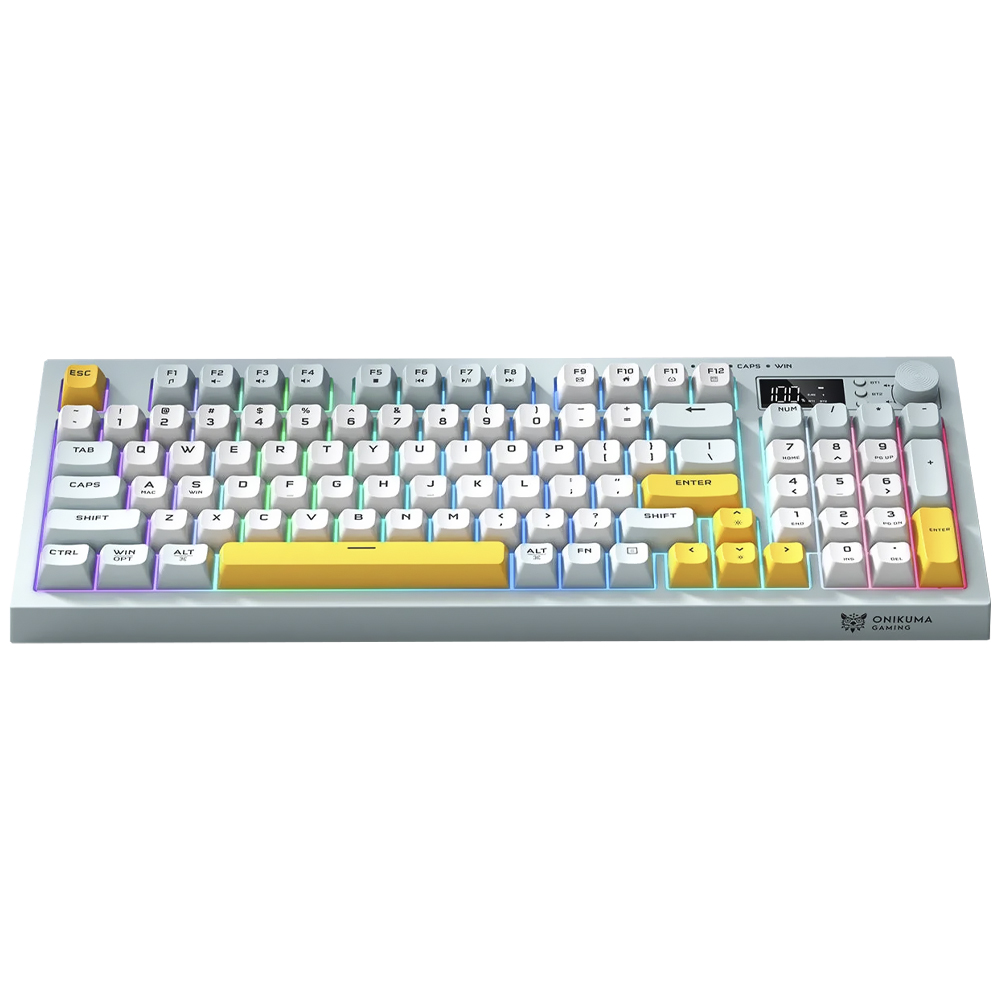 Teclado Gamer Onikuma G80 Wireless / RGB / Inglês - Azul / Branco