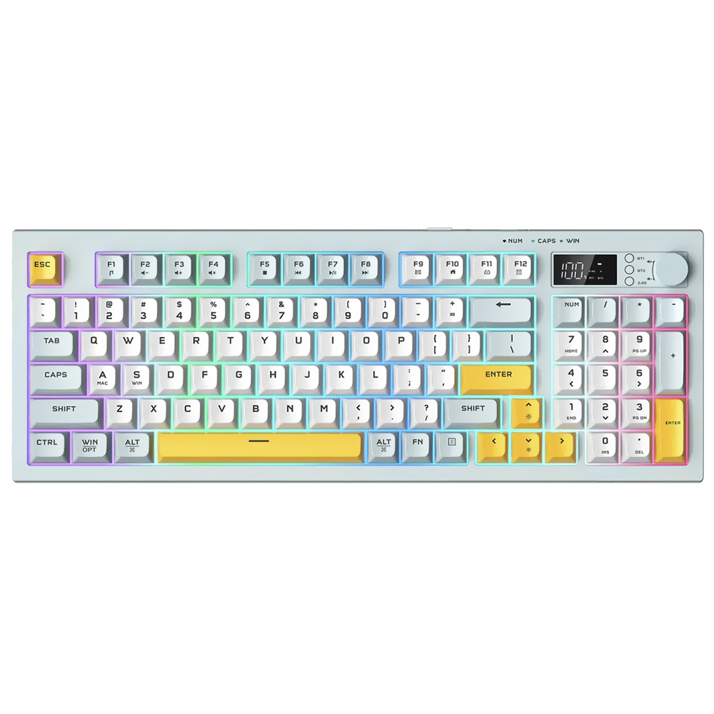 Teclado Gamer Onikuma G80 Wireless / RGB / Inglês - Azul / Branco