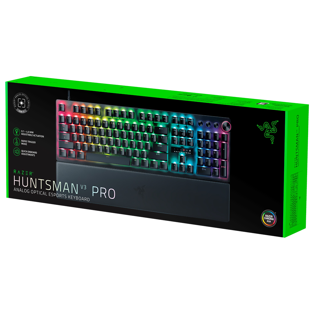 Teclado Gamer Óptico Razer Huntsman V3 Pro Analog USB / RGB / Inglês - Preto (RZ03-04970200-R3U1)