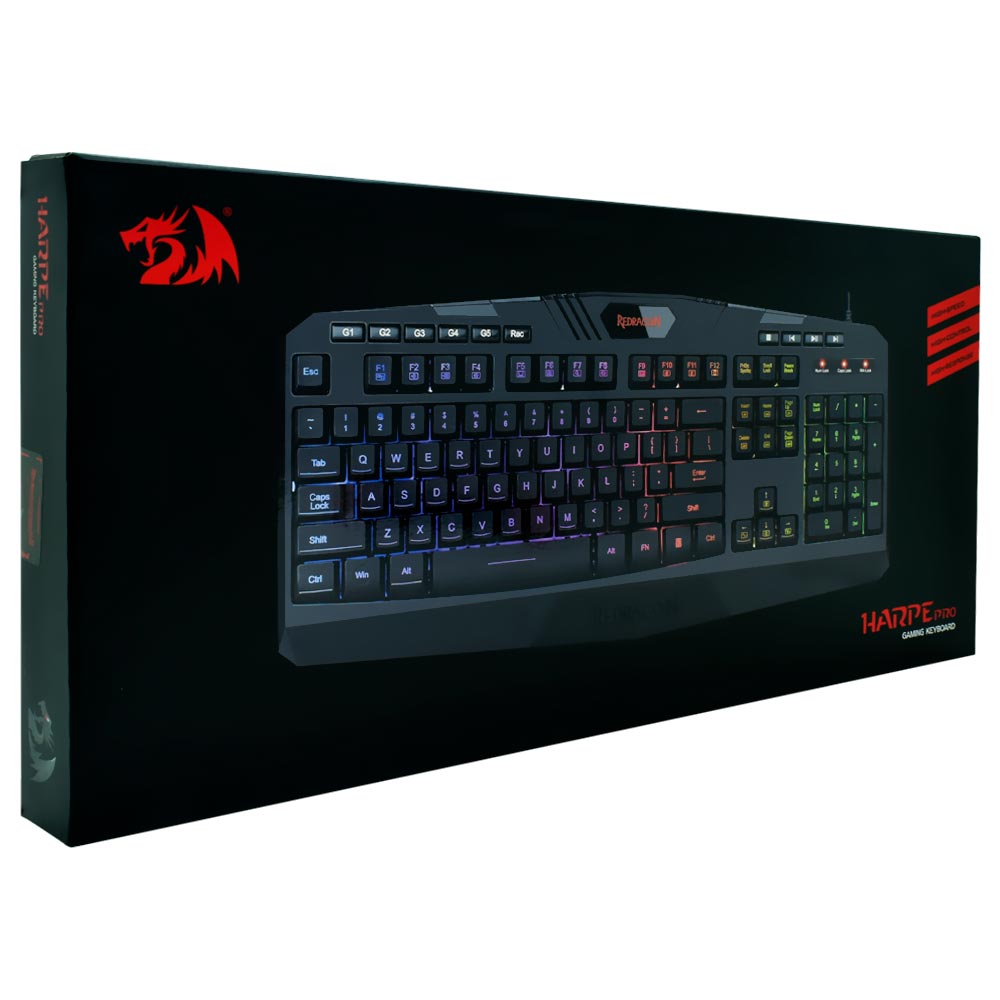 Teclado Gamer Redragon K503A Harpe Pro USB / RGB / Espanhol - Preto