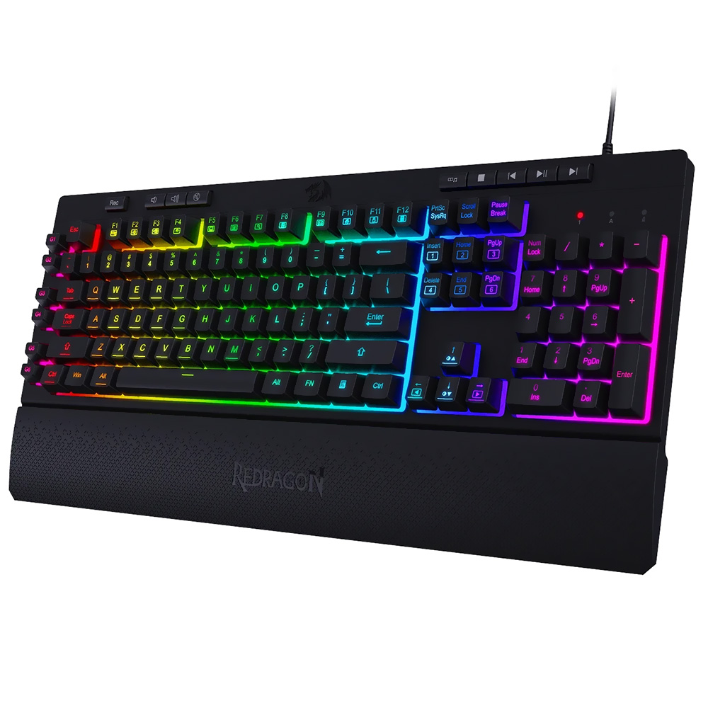Teclado Gamer Redragon K512RGB-1 Shiva USB / Inglês - Preto