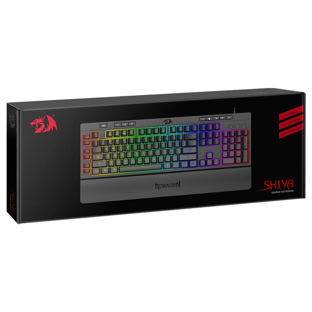 Teclado Gamer Redragon K512RGB Shiva USB / RGB / Espanhol - Preto 
