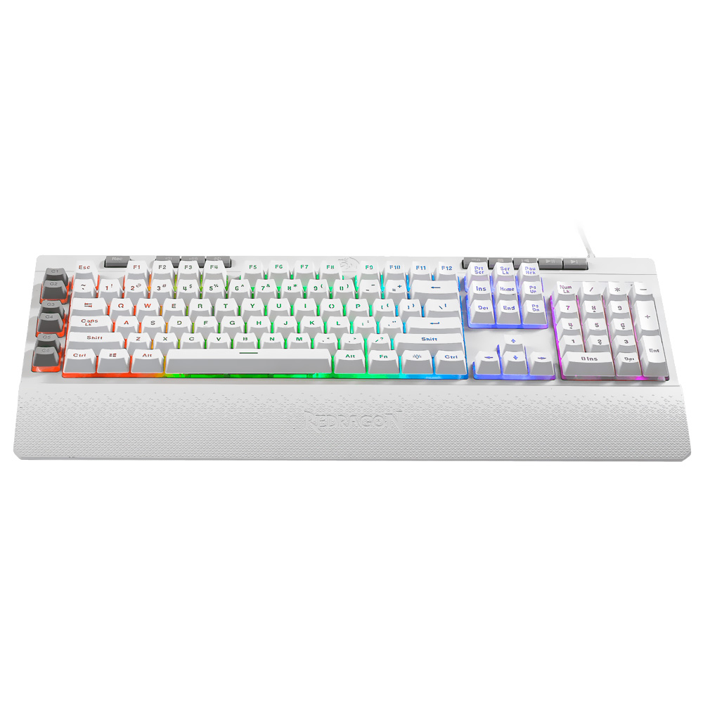 Teclado Gamer Redragon K512W-RGB-1 Shiva USB / Inglês - Branco