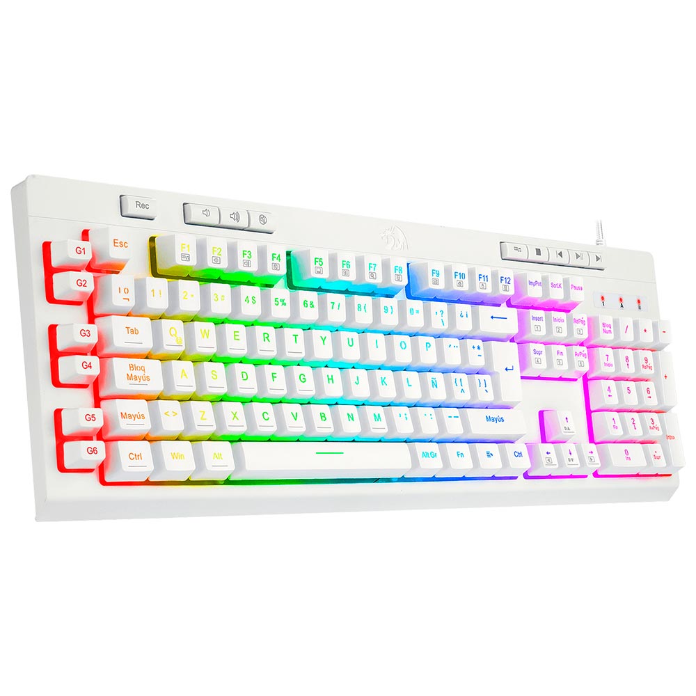 Teclado Gamer Redragon K512W-RGB Shiva USB / Inglês - Branco