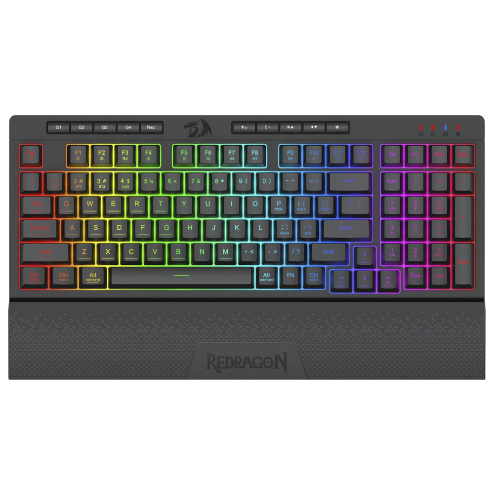 Teclado Gamer Redragon K515RGB-PRO Shiva Pro 98 Wireless / RGB / Inglês - Preto