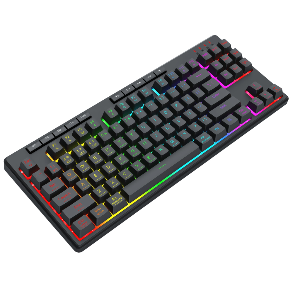 Teclado Gamer Redragon K516RGB-PRO Shiva Pro 87 Wireless / RGB / Inglês - Preto