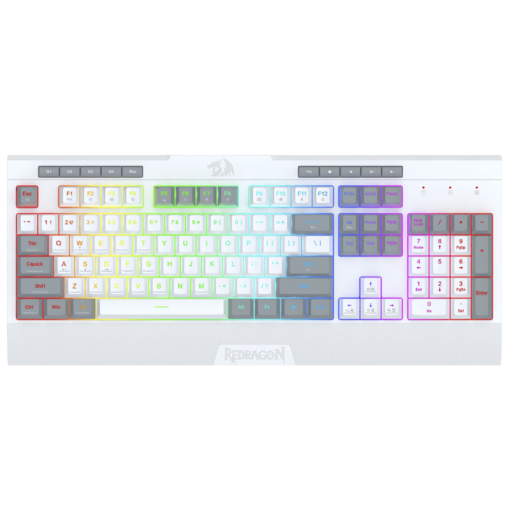 Teclado Gamer Redragon K525WG-RGB Shiva Lite USB / RGB / Inglês - Branco / Cinza