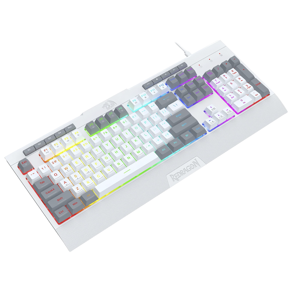 Teclado Gamer Redragon K525WG-RGB Shiva Lite USB / RGB / Inglês - Branco / Cinza