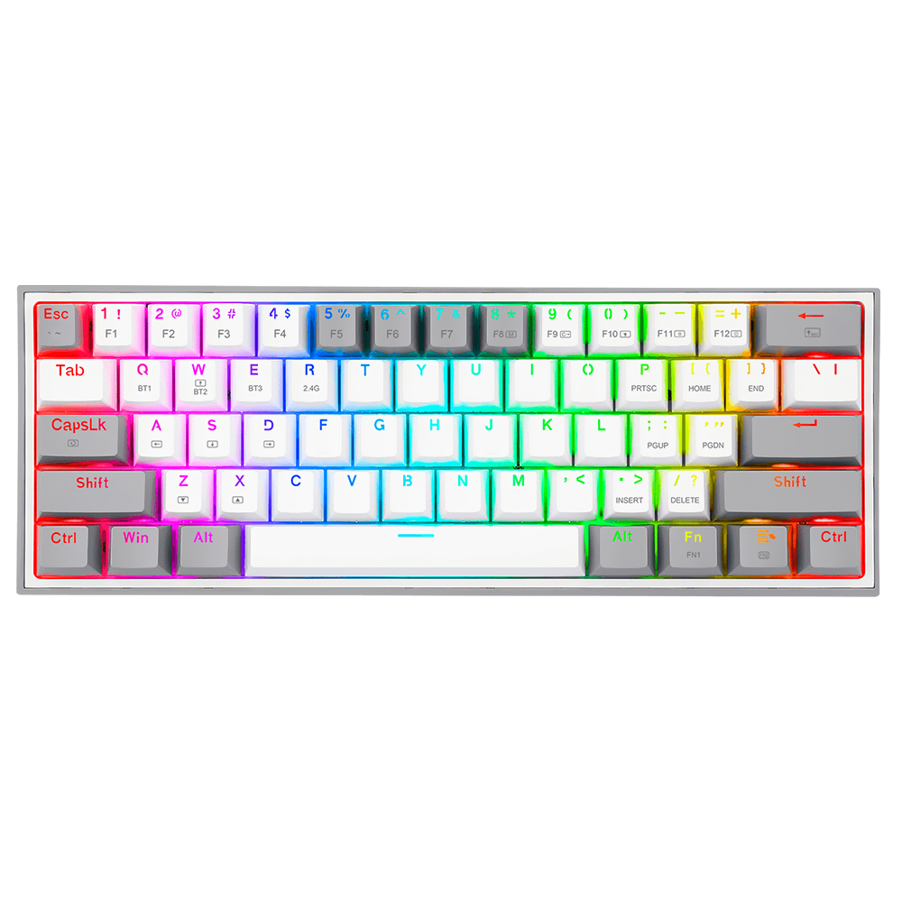 Teclado Gamer Redragon K616-RGB Fizz Pro BT USB / Wireless / RGB / Inglês - Branco / Cinza