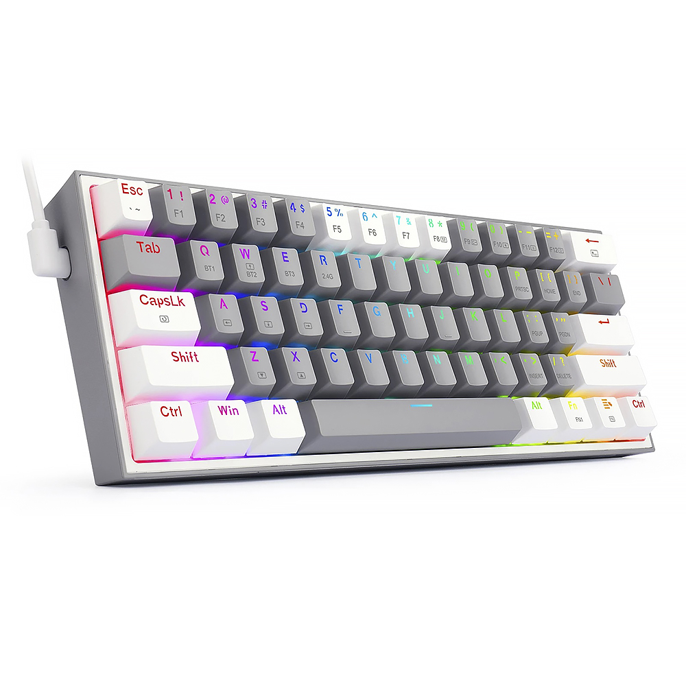 Teclado Gamer Redragon K616-RGB Fizz Pro BT USB / Wireless / RGB / Inglês - Cinza / Branco