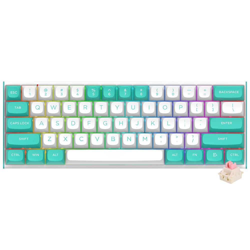 Teclado Gamer Redragon K683WB-RGB Fidd 8K USB / RGB / Inglês - Branco / Verde