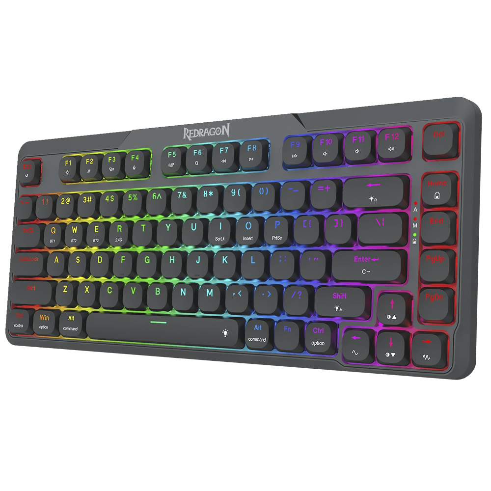 Teclado Gamer Redragon K706RGB-PRO Aether Pro Wireless / RGB / RED / Inglês - Preto