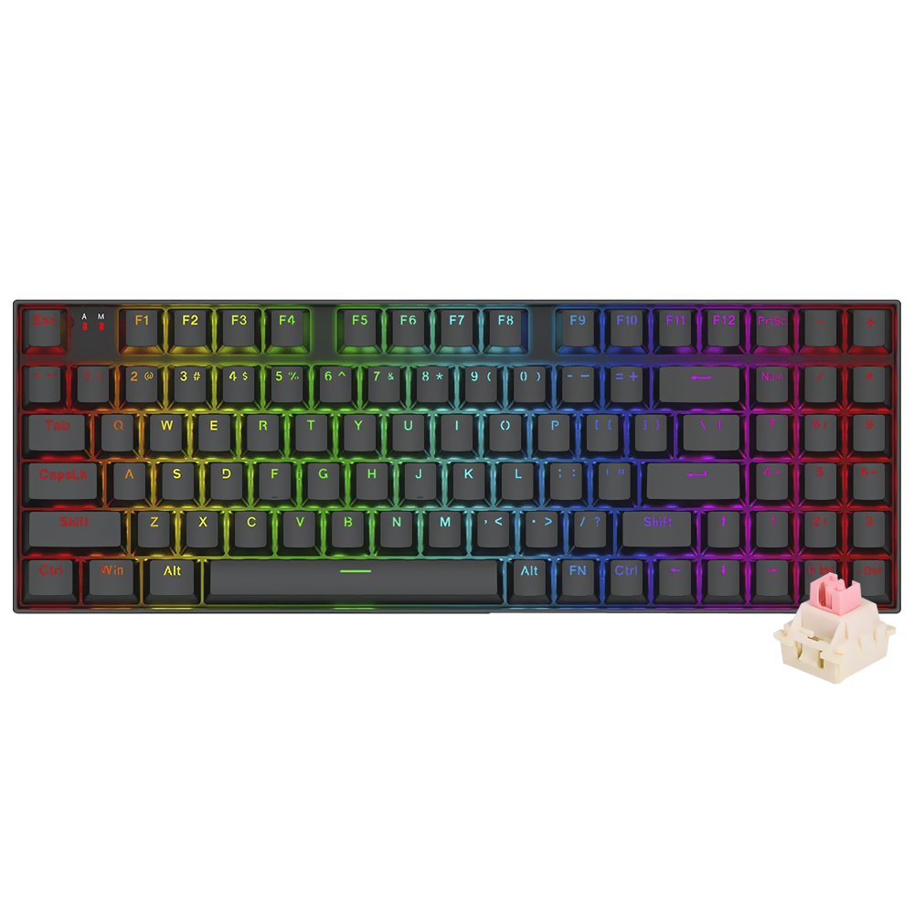 Teclado Gamer Redragon K736-PRO-M Nephrite Pro Wireless / RGB / Inglês - Preto
