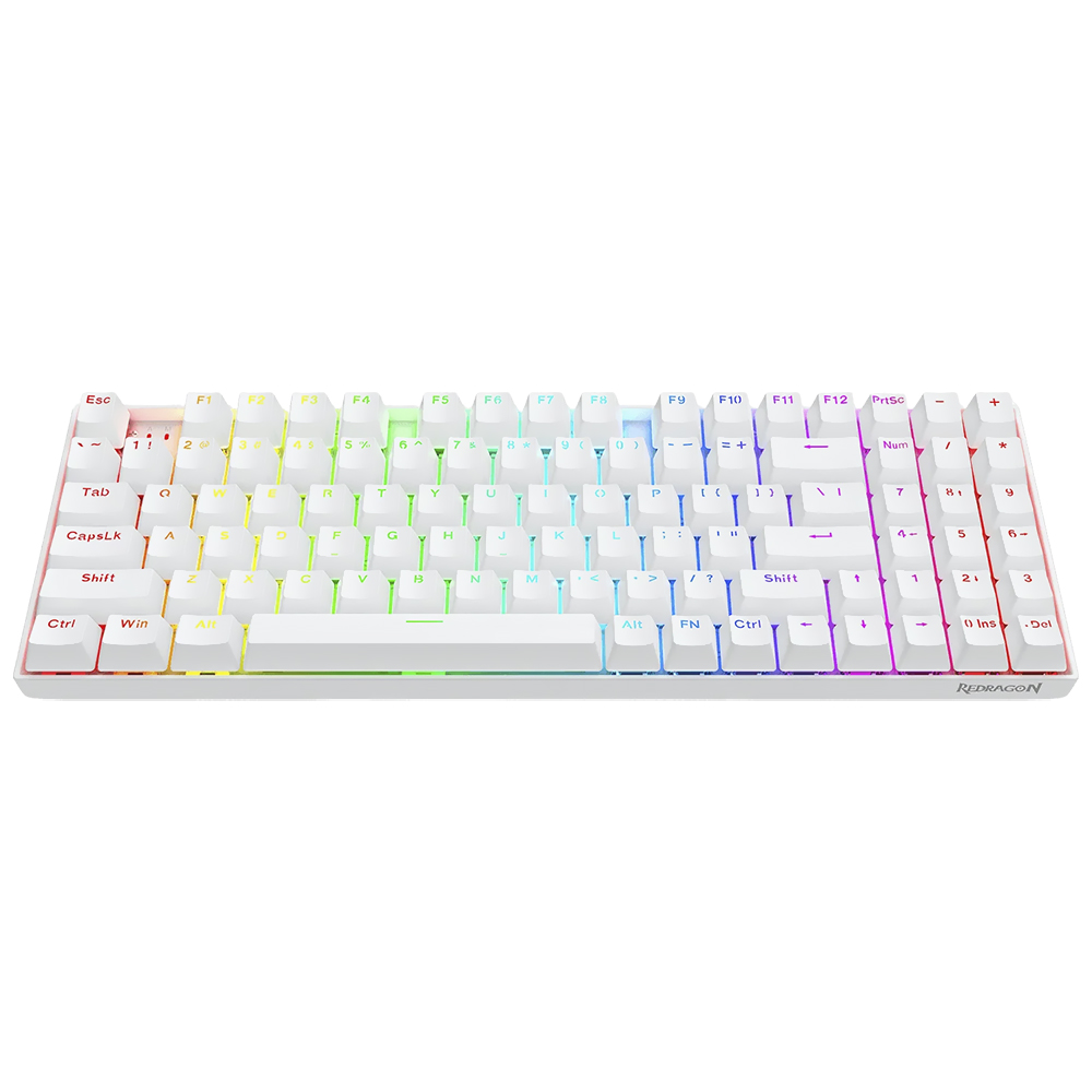 Teclado Gamer Redragon K736W-PRO-M Nephrite Pro Wireless / RGB / Inglês - Branco