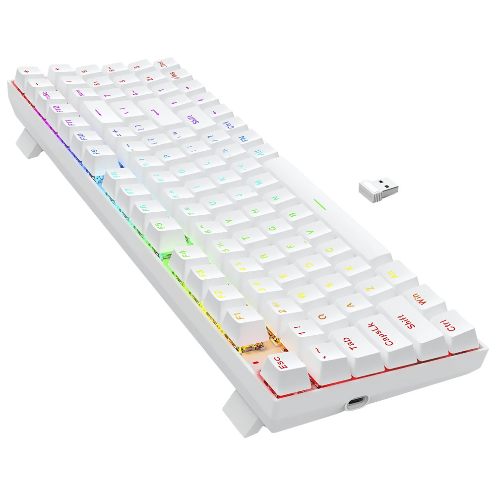 Teclado Gamer Redragon K736W-PRO-M Nephrite Pro Wireless / RGB / Inglês - Branco
