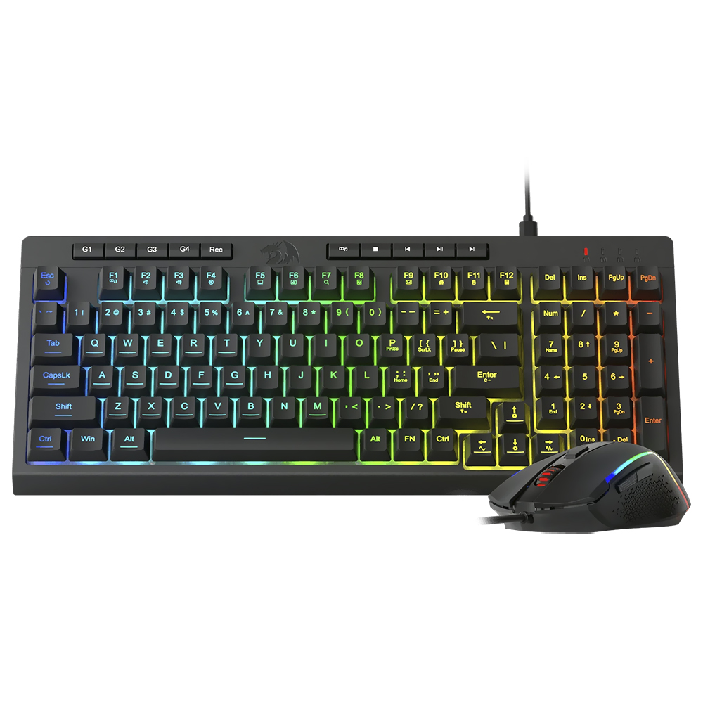 Teclado Gamer Redragon S141 Rylo Combo USB / RGB / Inglês - Preto