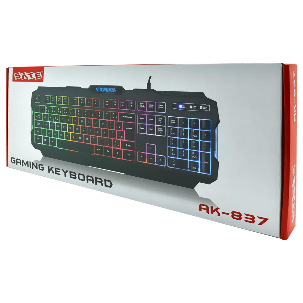 Teclado Gamer Satellite AK-837 USB / RGB / Português - Preto