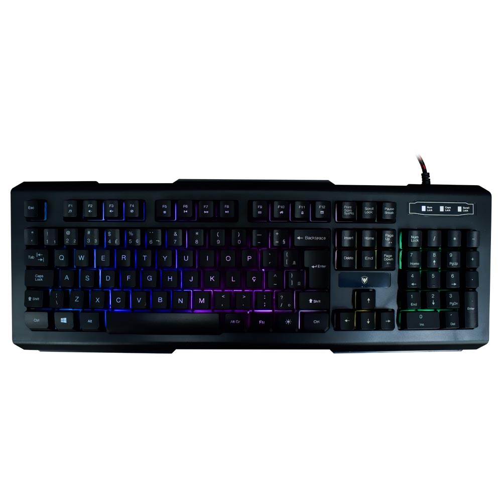 Teclado Gamer Satellite AK-840 USB / Multimídia / RGB / Português - Preto