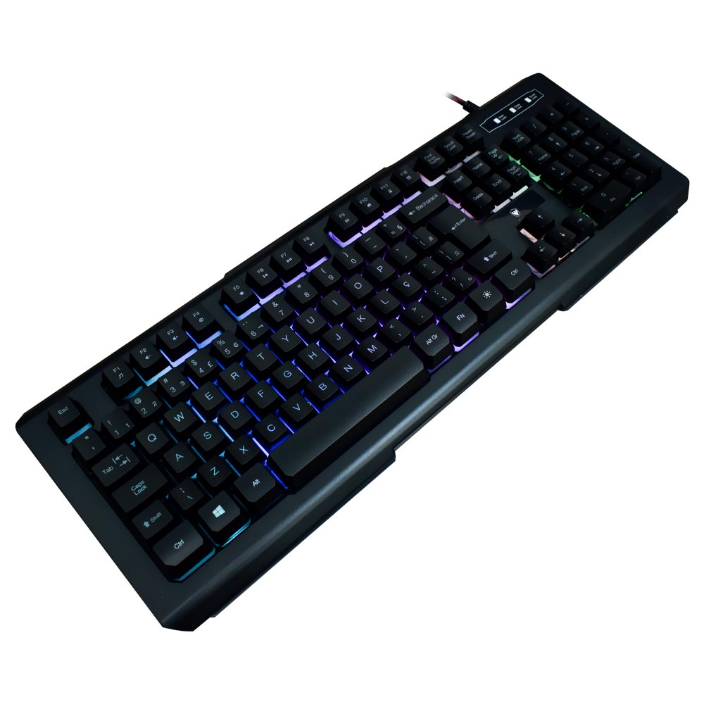 Teclado Gamer Satellite AK-840 USB / Multimídia / RGB / Português - Preto