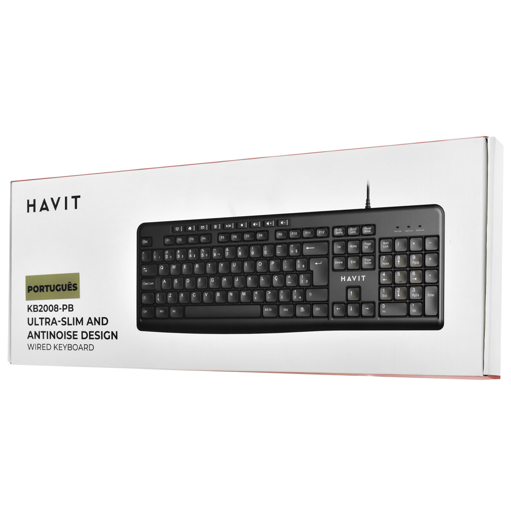 Teclado Havit KB2008-PB USB / Português - Preto