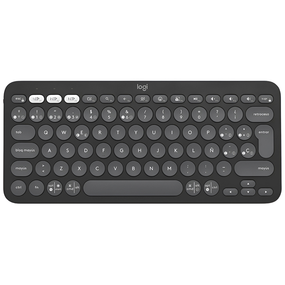 Teclado Logitech K380S Pebble Keys 2 Bluetooth / Espanhol - Preto (920-011783)