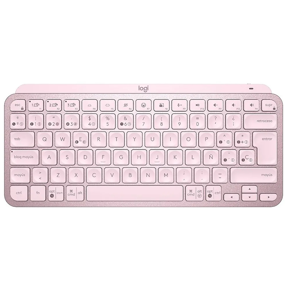 Teclado Logitech MX Keys Mini Wireless / Backlight / Espanhol - Rosa (920-010478)