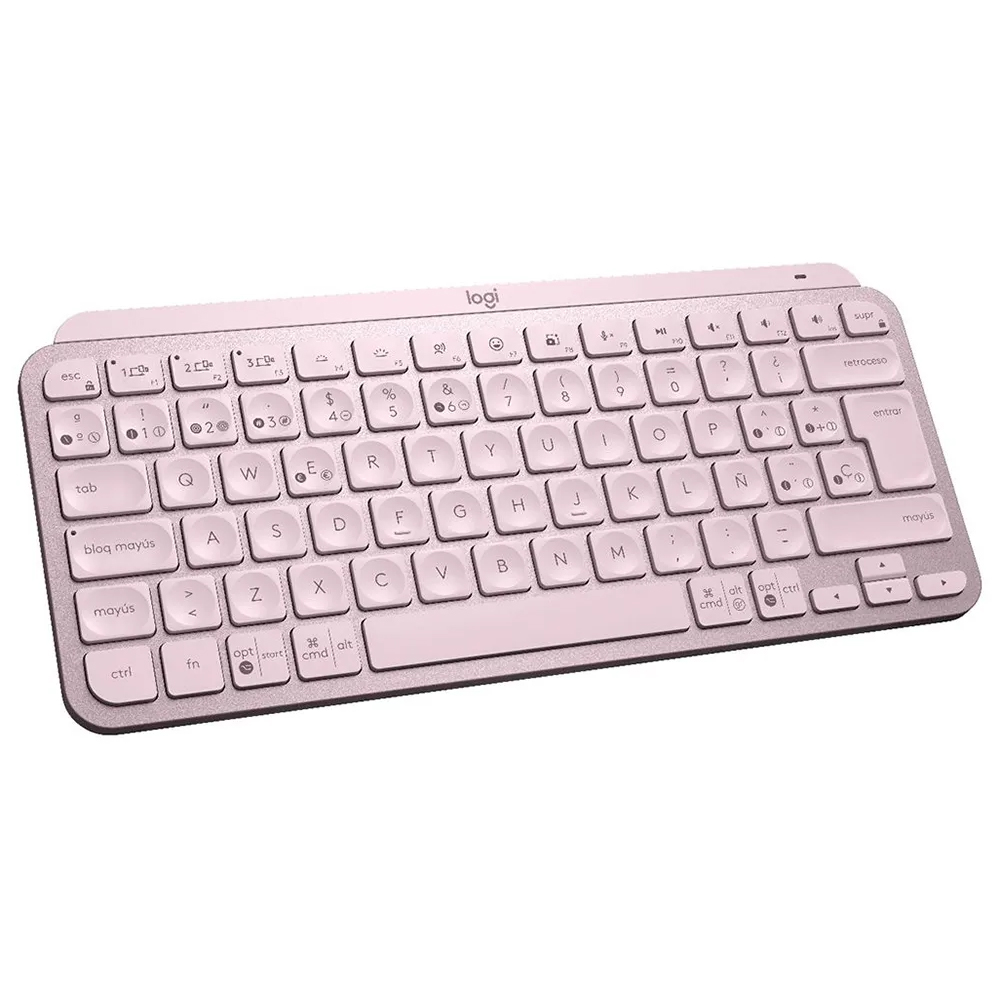 Teclado Logitech MX Keys Mini Wireless / Backlight / Espanhol - Rosa (920-010478)