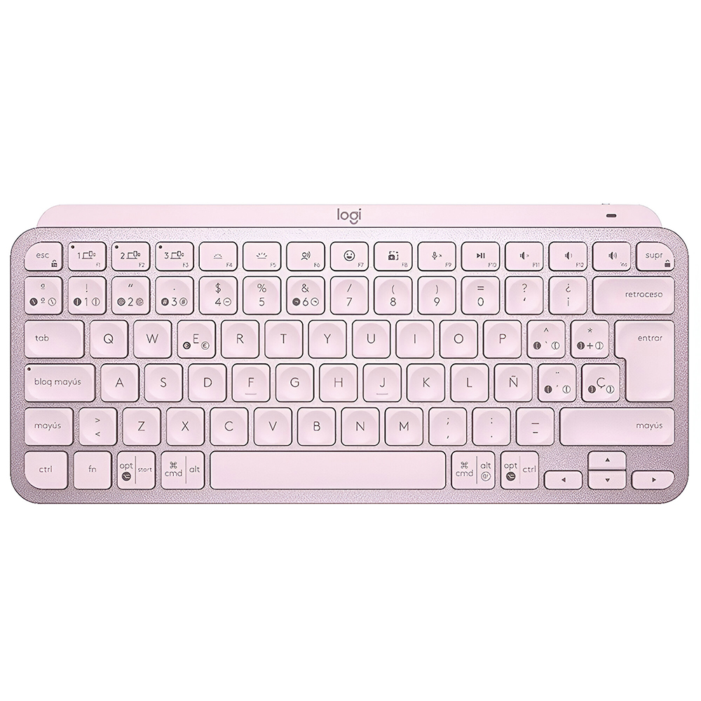 Teclado Logitech MX Keys Mini Wireless / Backlight / Espanhol - Rosa (920-010478)
