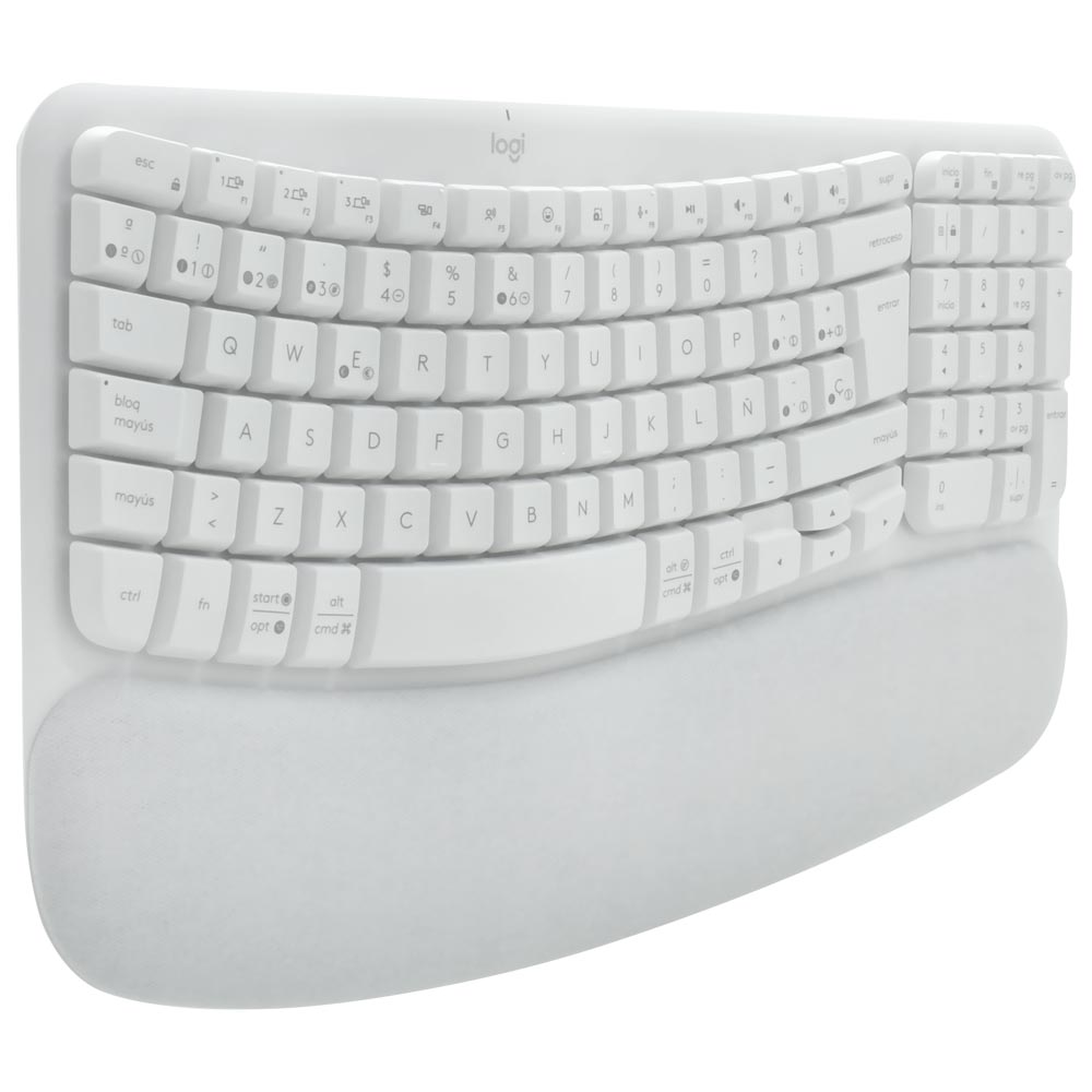 Teclado Logitech Wave Keys Ergonomic Wireless / Espanhol - Branco (920-012279)
