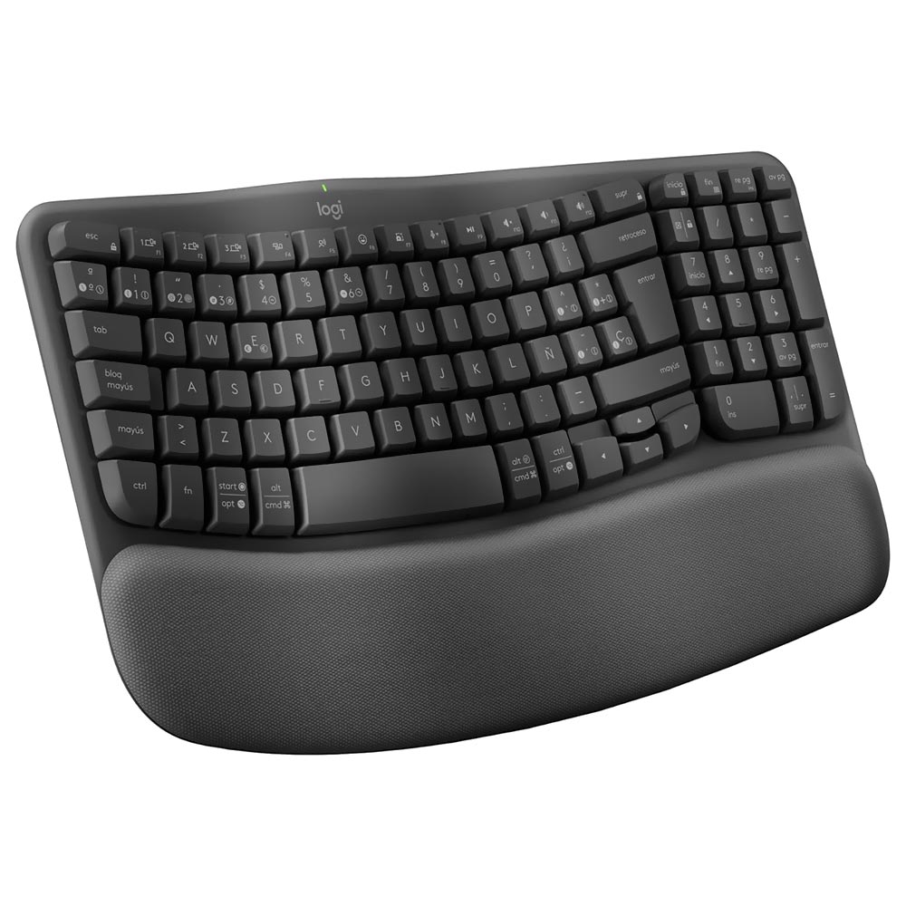 Teclado Logitech Wave Keys Ergonomic Wireless / Espanhol - Preto (920-012278)