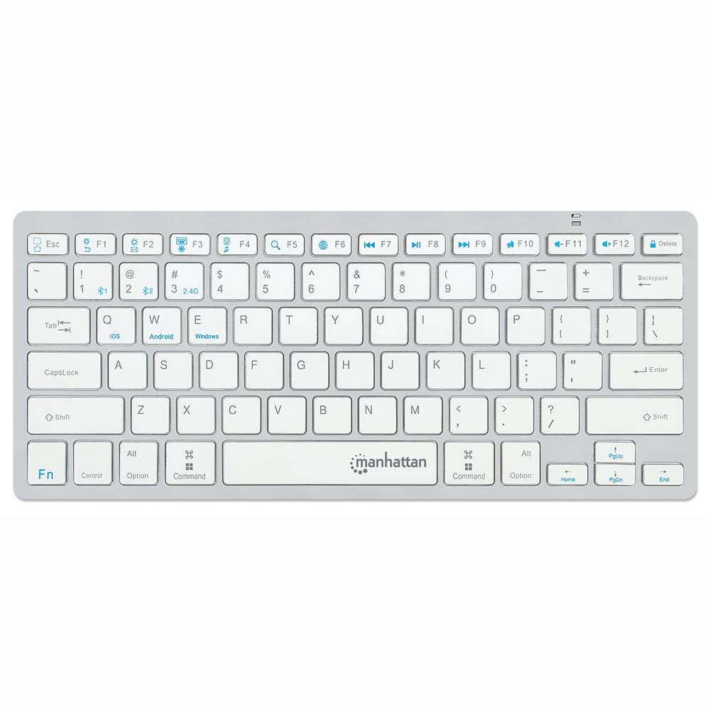 Teclado Manhattan 180566 Mini BT Ultra Slim Wireless / Inglês - Branco