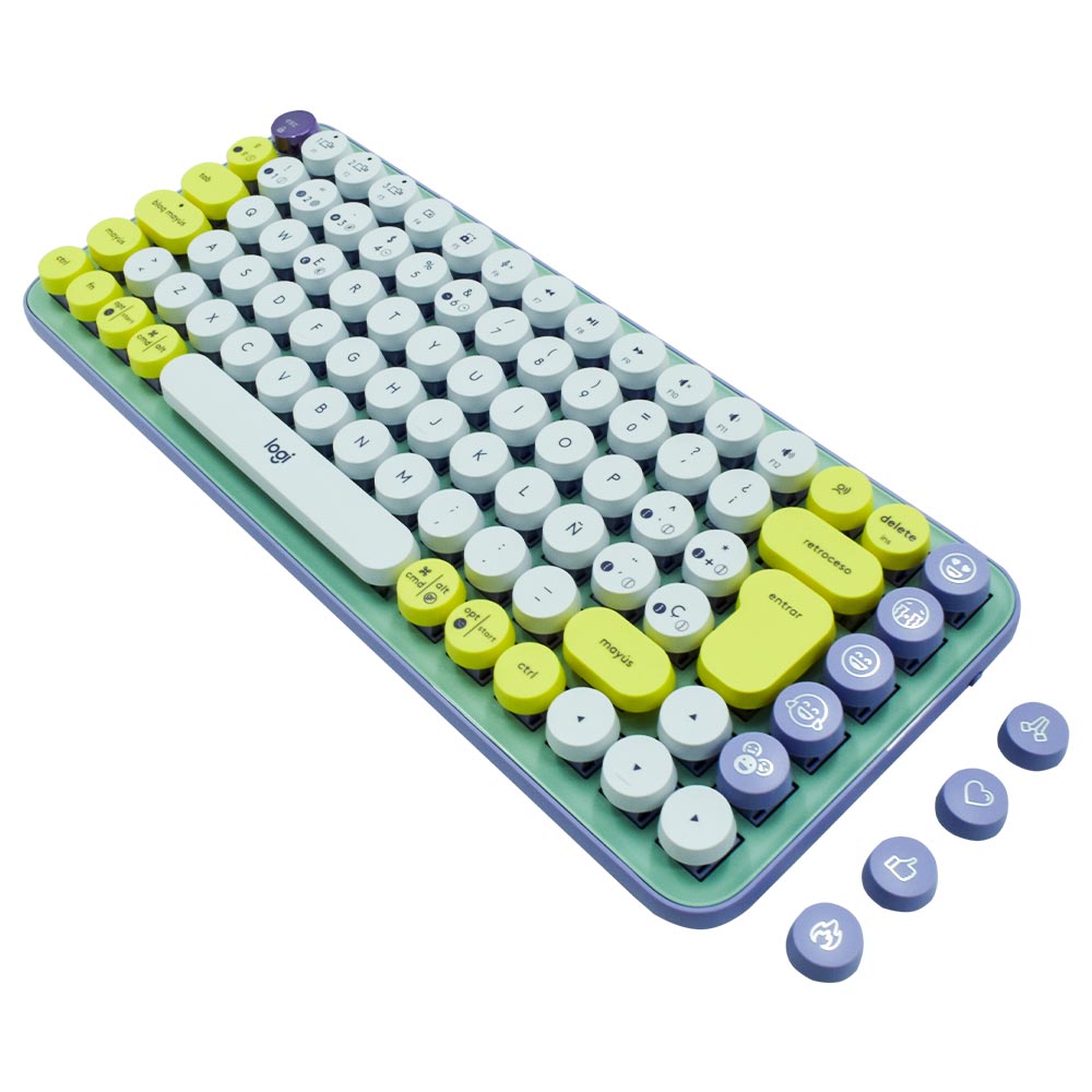Teclado Mecânico Logitech POP Keys Emoji Wireless / Espanhol - Daydream (920-010714)