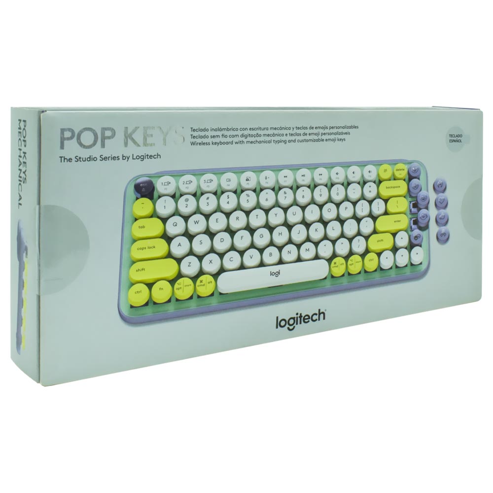 Teclado Mecânico Logitech Pop Keys Emoji Wireless / Espanhol - Daydream (920-010714)