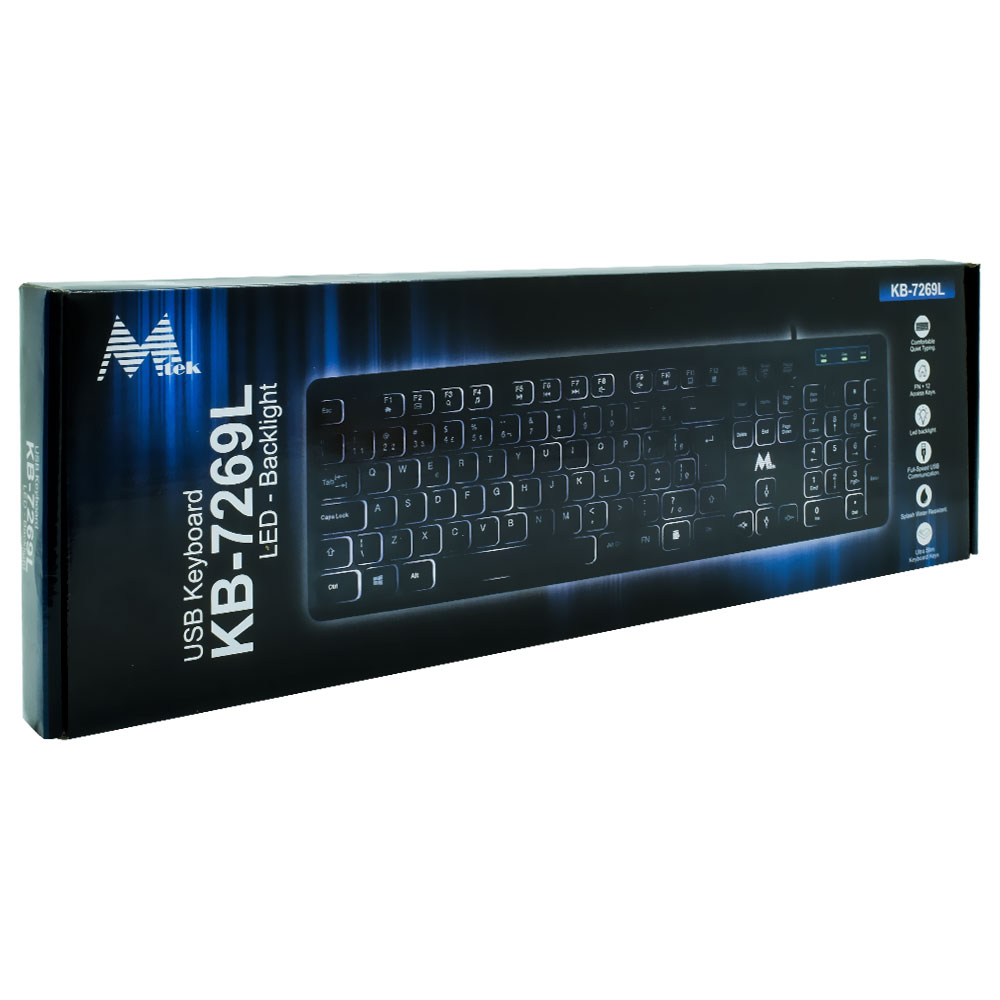 Teclado Mtek KB-7269L USB / Backlight / Português - Preto