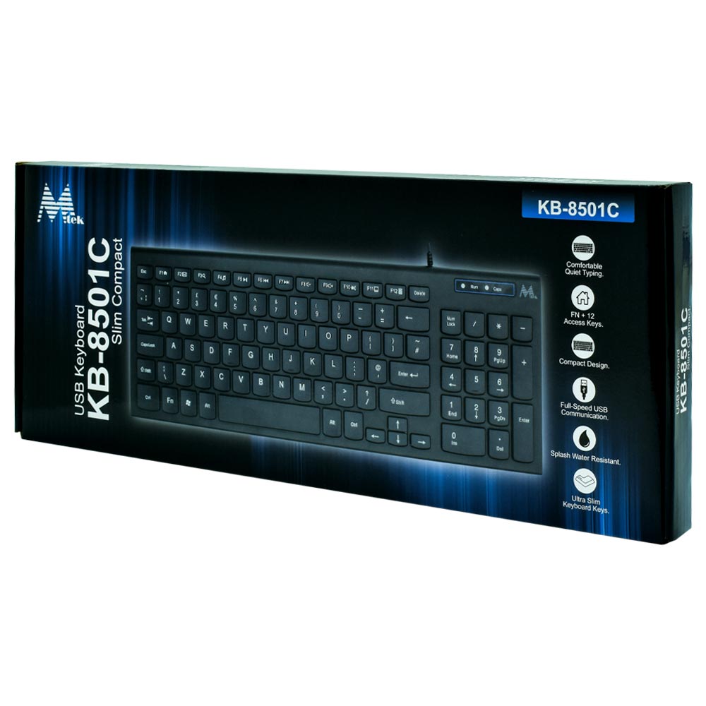 Teclado Mtek KB-8501C Slim Compact Mini USB / Português - Preto