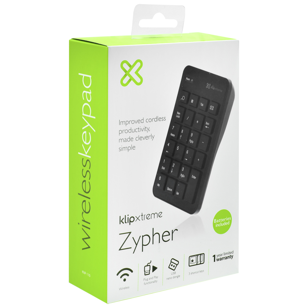 Teclado Numérico Klip KNP-110 Wireless - Preto