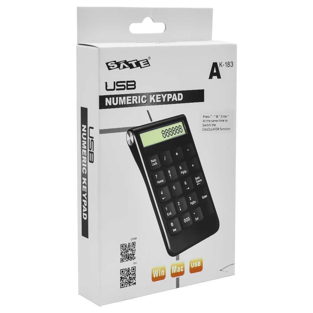 Teclado Numérico Satellite AK-183 USB / Calculadora - Preto