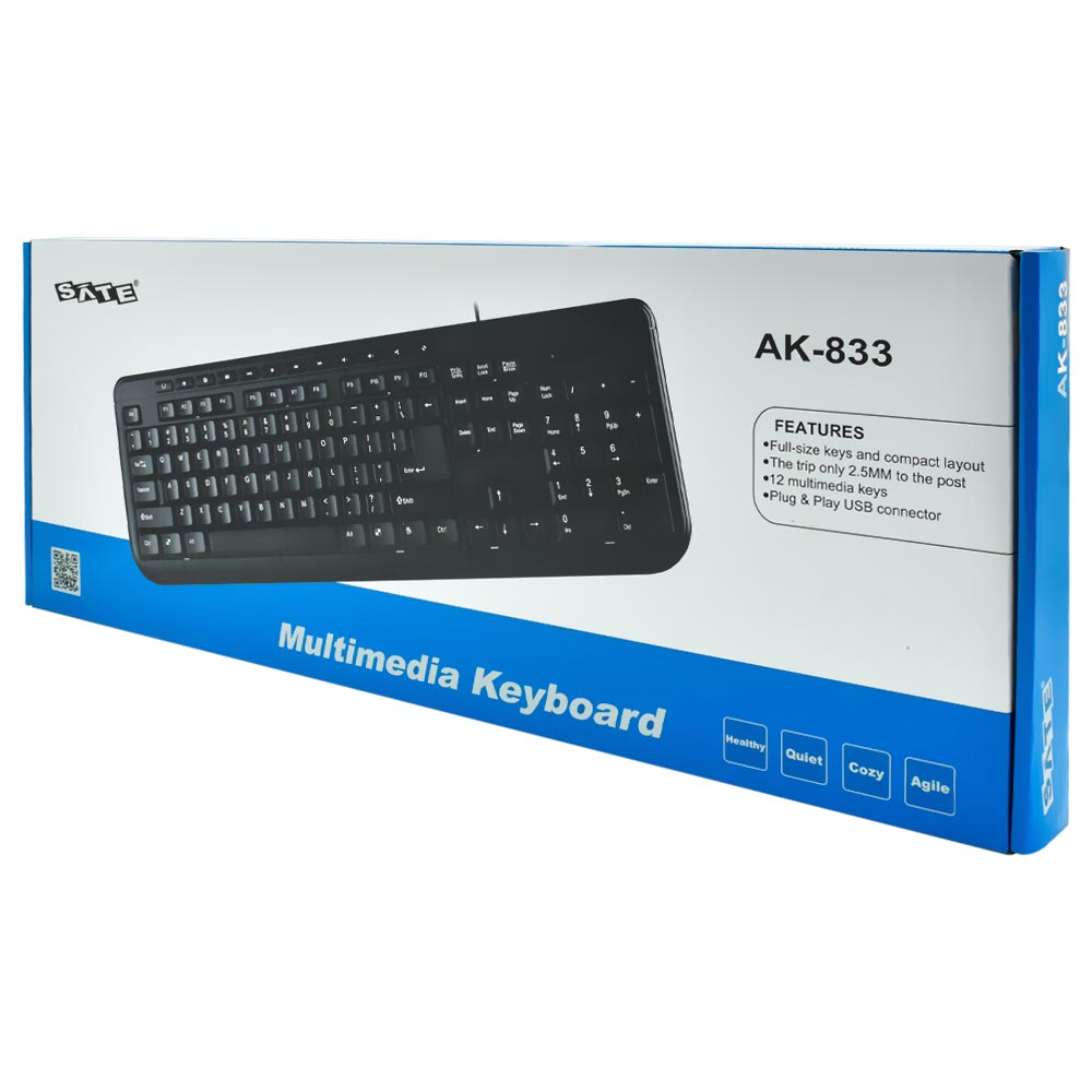 Teclado Satellite AK-833 USB / Multimídia / Espanhol - Preto