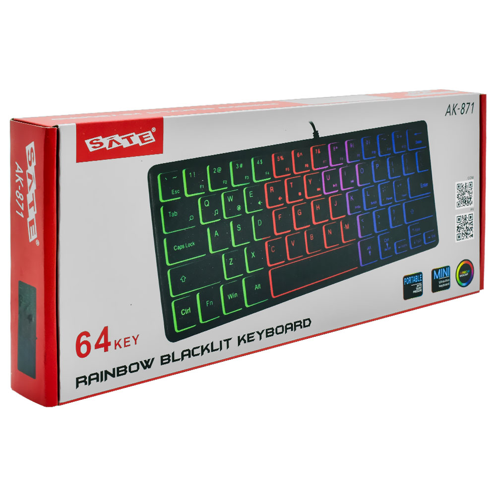 Teclado Satellite AK-871 Mini USB / RGB / Português - Preto
